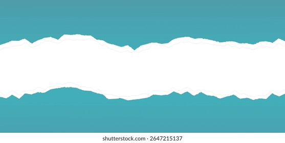 Blue torn paper with isolated transparent background with shadow effect in horizontal banner design. ripped paper strip