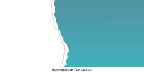 Blue torn paper with isolated transparent background with shadow effect in horizontal banner design. ripped paper strip