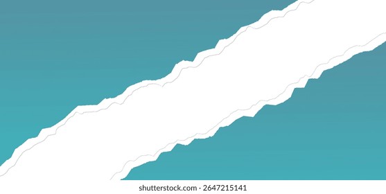 Blue torn paper with isolated transparent background with shadow effect in horizontal banner design. ripped paper strip