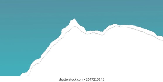 Blue torn paper with isolated transparent background with shadow effect in horizontal banner design. ripped paper strip