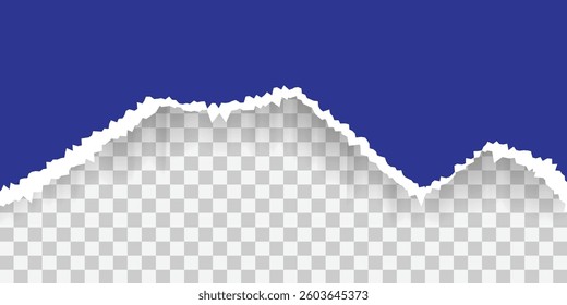 Blue torn paper sheet edge background