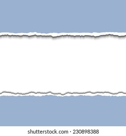 Blue torn paper strips with space for your text between it. Vector EPS10 illustration. Design elements - colored paper with ripped edges
