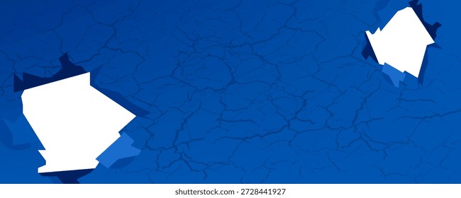 Blue torn sheet of paper with whole space for text