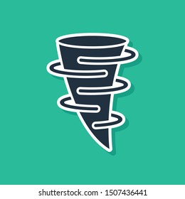 Blue Tornado icon isolated on green background.  Vector Illustration