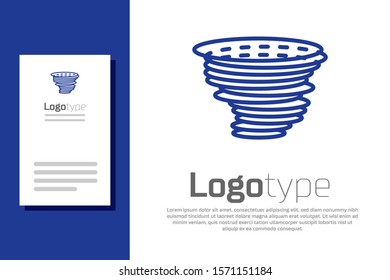 Blue Tornado icon isolated on white background. Cyclone, whirlwind, storm funnel, hurricane wind or twister weather icon. Logo design template element. Vector Illustration
