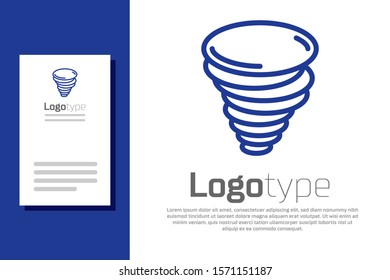 Blue Tornado icon isolated on white background. Cyclone, whirlwind, storm funnel, hurricane wind or twister weather icon. Logo design template element. Vector Illustration