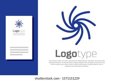 Blue Tornado icon isolated on white background. Cyclone, whirlwind, storm funnel, hurricane wind or twister weather icon. Logo design template element. Vector Illustration
