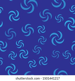 Blue Tornado icon isolated seamless pattern on blue background. Cyclone, whirlwind, storm funnel, hurricane wind or twister weather icon.  Vector Illustration