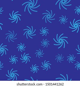 Blue Tornado icon isolated seamless pattern on blue background. Cyclone, whirlwind, storm funnel, hurricane wind or twister weather icon.  Vector Illustration