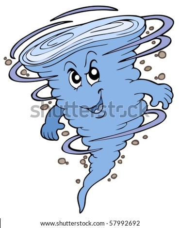 Blue tornado on white background - vector illustration.