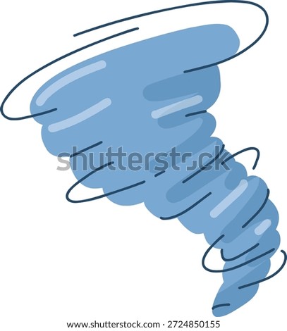 Blue tornado swirl icon. Storm warning. For weather apps, emergency alerts, forecasts, infographics, stickers and web banners.