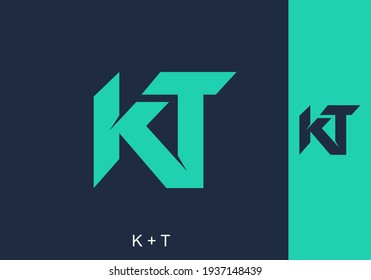 Blue and tosca color of KT initial letter design