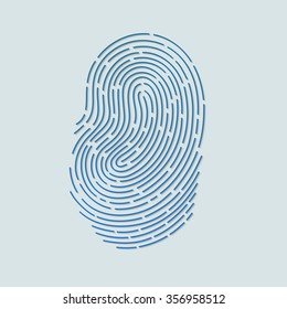 Blue touch fingerprint id app with shadows vector illustration