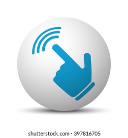 Blue Touch Screen icon on sphere on white background