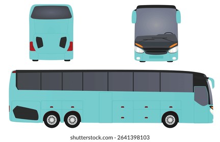 Blue tourist bus. vector illustration