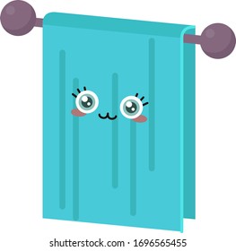 Toalla azul, ilustración, vector sobre fondo blanco