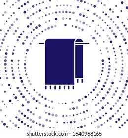 Blue Towel on a hanger icon isolated on white background. Bathroom towel icon. Abstract circle random dots. Vector Illustration