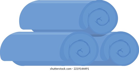 Blue towel rolls stack. Spa cloth icon