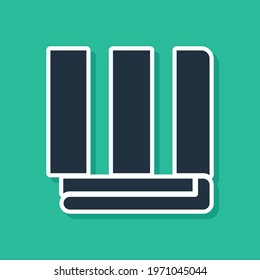 Blue Towel stack icon isolated on green background.  Vector Illustration