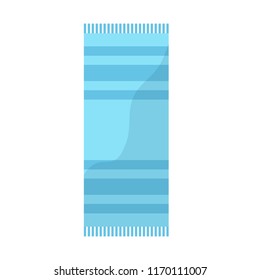 blue towel with striped pattern beach icon image vector illustration design