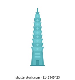 Blue tower icon. Flat illustration of blue tower vector icon for web isolated on white