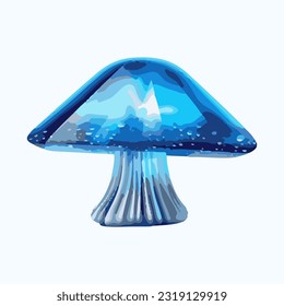 blue toxic mushroom watercolor detail illustration