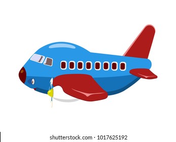 Blue Toy Airplane Side Pose with Character Expressions Vector