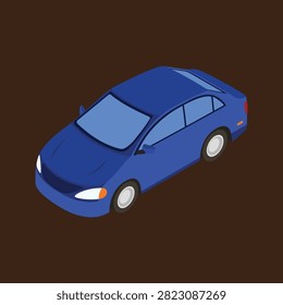 A blue toy car on a dark surface with light reflections