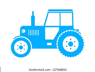 Blue tractor icon on white background
