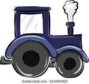 Blauer Traktor, Illustration, Vektorgrafik auf weißem Hintergrund.