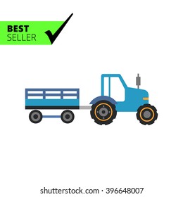 Blue tractor with trailer