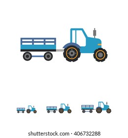 Blue tractor with trailer