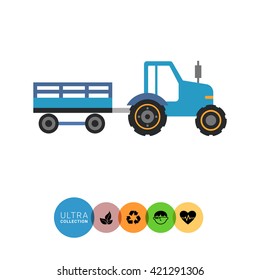 Blue tractor with trailer