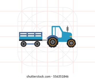 Blue Tractor With Trailer