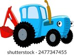 Blue tractor vector illustration for kids