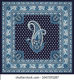 Blue  Traditional Bandanna Pattern