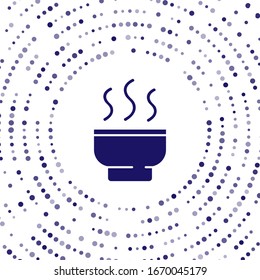 Blue Traditional Chinese tea ceremony icon isolated on white background. Teapot with cup. Abstract circle random dots. Vector Illustration