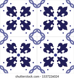 Blue traditional ornamental floral  Seamless pattern, vector illustration EPS 10