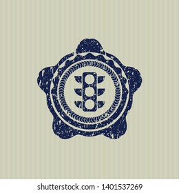 Blue traffic light icon inside grunge style stamp