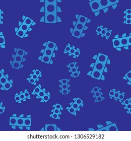 Blue Traffic light icon isolated seamless pattern on blue background. Vector Illustration