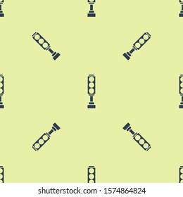 Blue Traffic light icon isolated seamless pattern on yellow background.  Vector Illustration