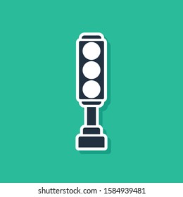 Blue Traffic light icon isolated on green background.  Vector Illustration