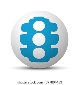 Blue Traffic Light icon on sphere on white background