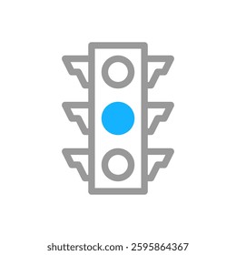 Blue Traffic Light Icon Symbol on White Background
