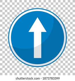 Blue traffic sign on transparent background illustration