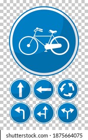 Blue traffic sign on transparent background illustration