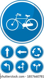 Blue traffic sign on white background illustration