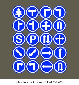 blue traffic signs on the highway public transport lane