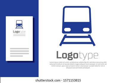 Blue Train icon isolated on white background. Public transportation symbol. Subway train transport. Metro underground. Logo design template element. Vector Illustration