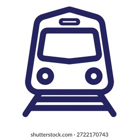 A blue train icon on a black background